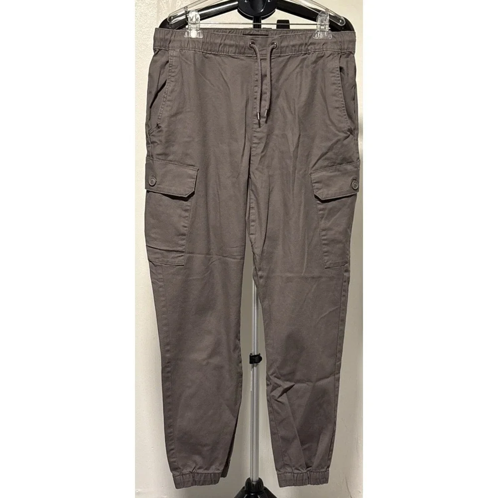Airwalk Cargo Jogger Pants Mens Large Gray Cotton Blend Elastic Waist Utility